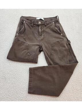 Hollister Pants Mens 28x30 Brown Loose Double Knee Carpenter Workwear Utility